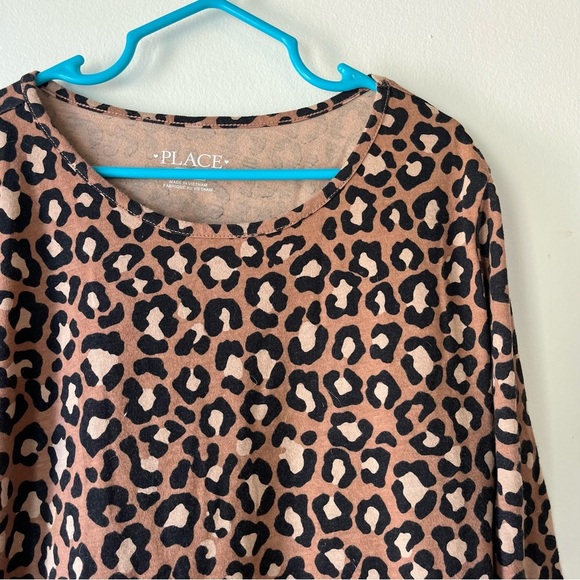 Girls Leopard Print Long Sleeve Dress Brown Black Animal Print Size 10/12 L - Picture 3 of 10